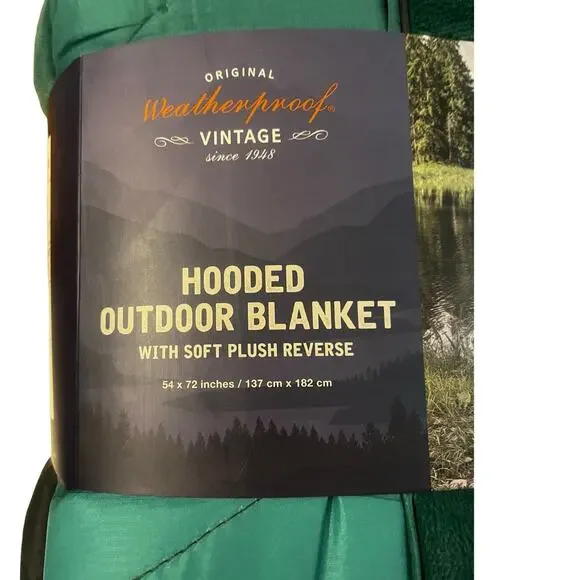RARE FIND! Weatherproof Vintage HOODED OUTDOOR BLANKET | Green 54x72" - Picture 4 of 13